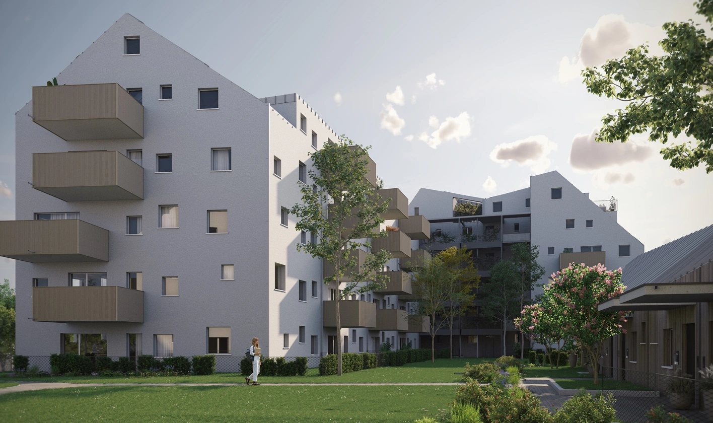 Wohnanlage Mayrhoferstraße mit Blick in den Innenhof