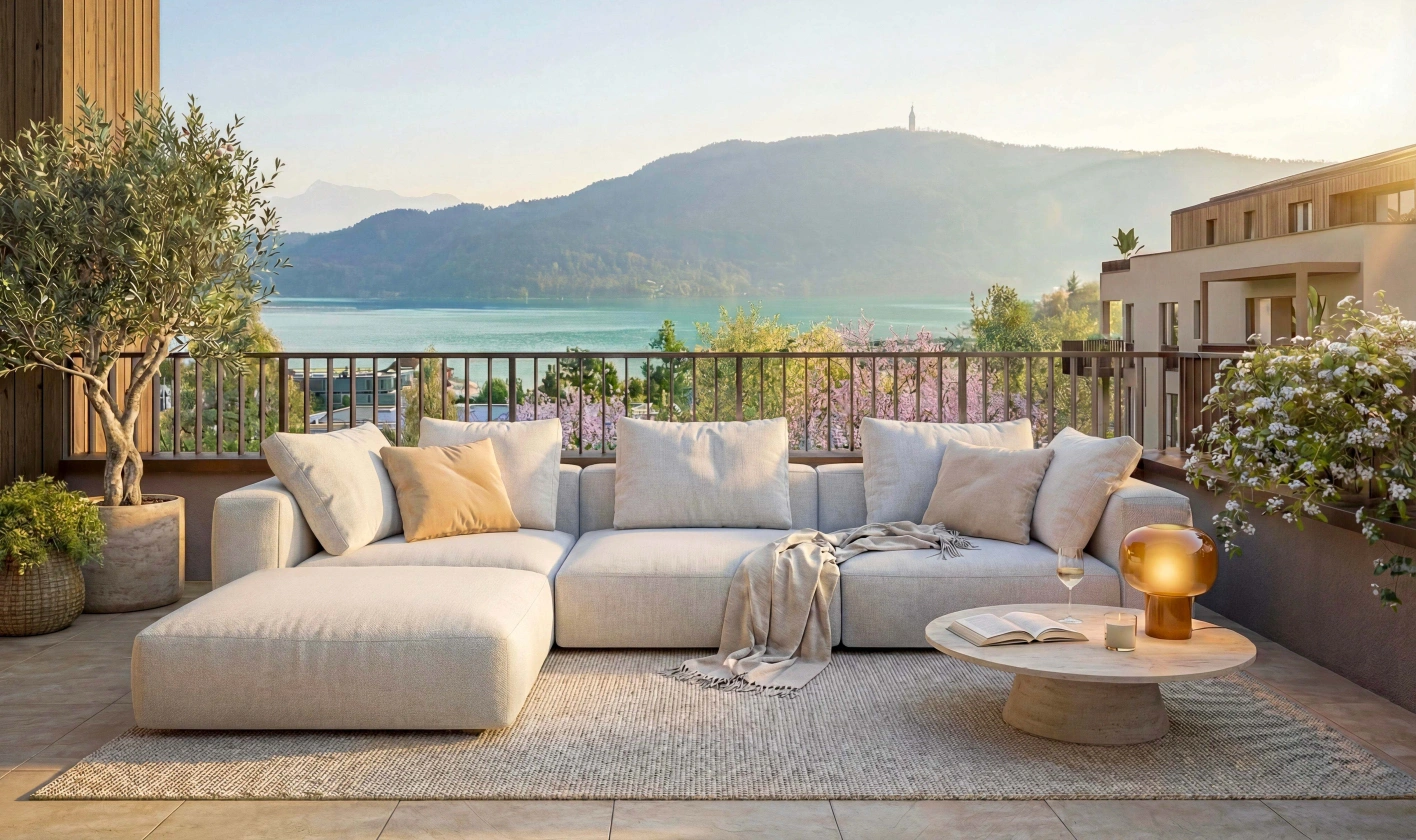 Seepanorama Pörtschach Aussicht Balkon